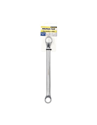 Llave Estrella Acodada Plus Acero Cromo Vanadio 18x19 DIN 838. Llave Doble Boca Acodada, Llave Fija Estrella Acodada