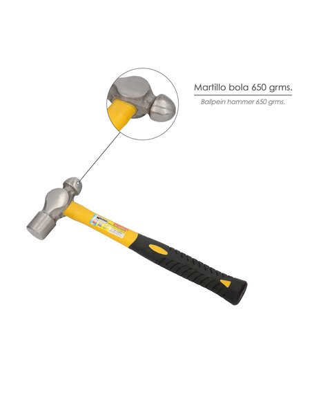 Martillo Bola 650 Gramos Mango Fibra Vidrio