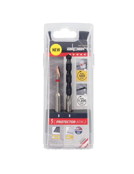Broca Alpen Materiales Porcelanicos Muy Duros Ø 8 mm. Kit 2 brocas. Sin Refrigeración,
