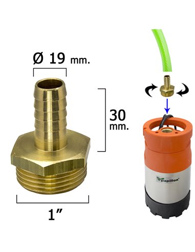 Entronque De Manguera Con Espiga Ø 19 mm. Macho 1"