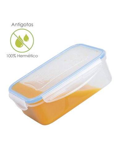  Hermetic Rectangular Plastic Container 3,800 ml. 28x21x9.5 (H) cm.