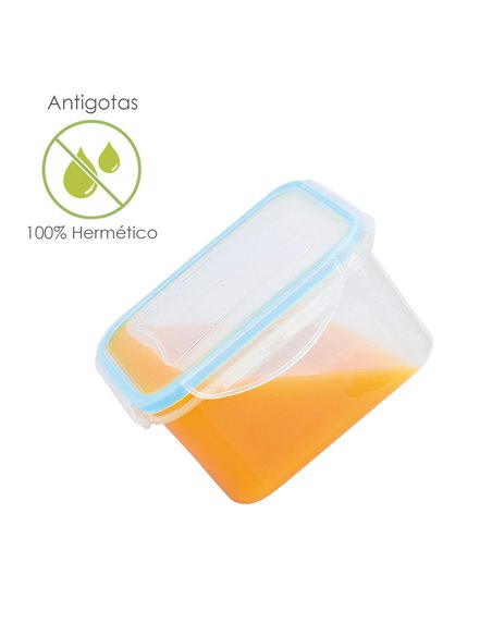 Recipiente Plástico Quadrado Hermético de 170 ml. 8,5x8,5x5 (A) cm.
