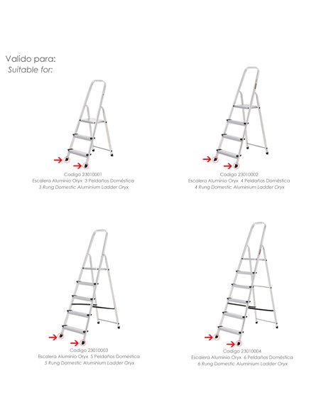 Tappo per scale in alluminio Oryx anteriore da 3 a 6 gradini