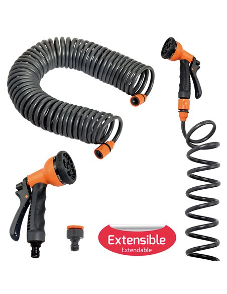 Self-coiling Garden Irrigation Hose With Irrigation Set 15 Meters