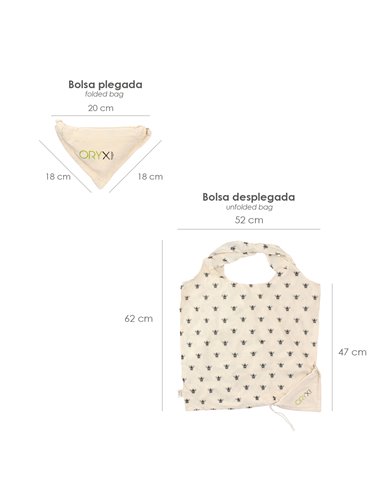100% Organic Cotton Shopping Bag Foldable 52x47 cm.