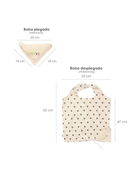 100% Organic Cotton Shopping Bag Foldable 52x47 cm.