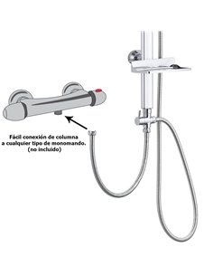 Universal Multifunctional Complete Square Shower Column, Chromed Steel, Rain Shower Head 22.5x22.5 cm. 2