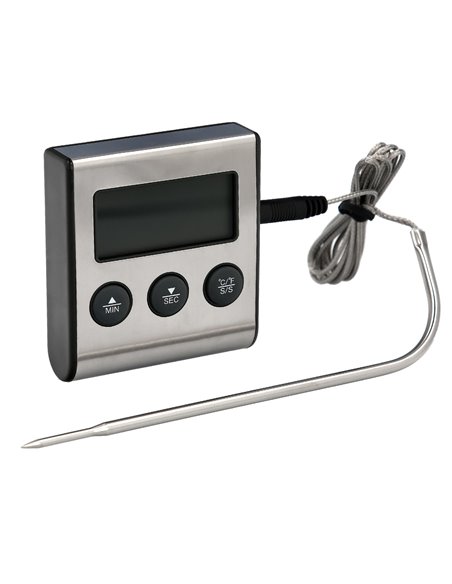 Termômetro digital de cozinha com sonda com fio e leitor de temperatura com suporte