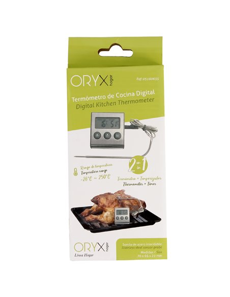  Thermomètre numérique de cuisine avec sonde filaire et lecteur de température avec support, lecture instantanée, thermomètre de