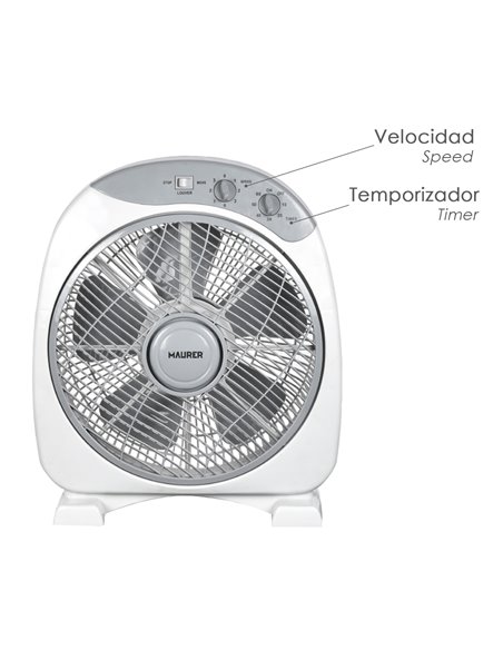  Maurer Boxventilator Ø 30cm 40 Watt. 3 Geschwindigkeiten Große Klingen, 3 mit Timer