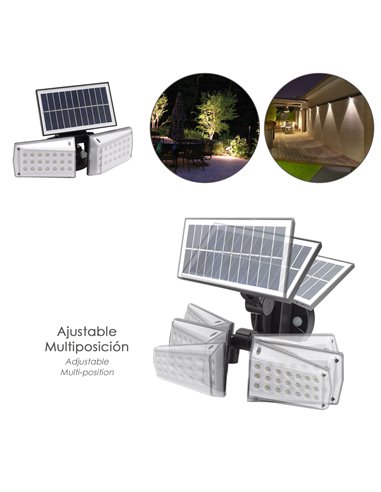 Lampada da Parete Solare Led Doppia Con Sensore di Movimento/Twilight 450 Lumen. Protezione IP65
