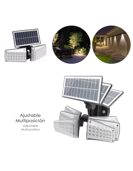 Lampada da Parete Solare Led Doppia Con Sensore di Movimento/Twilight 450 Lumen. Protezione IP65