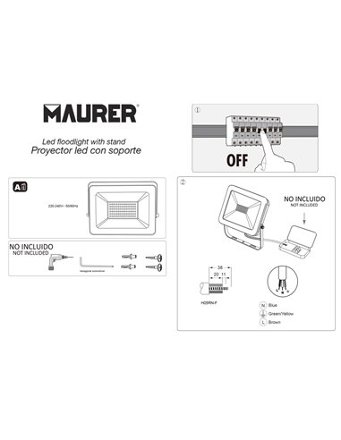 Foco Led Plano  300 Watt. 24000 Lumens. Luz blanca 4000ºK Protección IP65. Cuerpo Aluminio