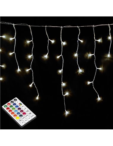 Guirnalda Luces Navidad Cortina x3 Metros 600 Leds Blanco Calido. Luz Navidad Interiores y Exteriores Ip44. Cable Transparente
