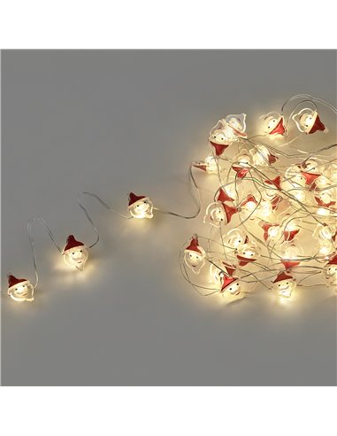 Luces Navidad A Pilas 50 Leds Papa Noel. Luz Calida Uso Interno IP20