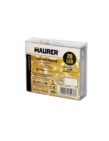 Guirnalda Luces Navidad A Pilas 20 Leds Muñecos de Nieve. Luz Fria Uso Interno IP20