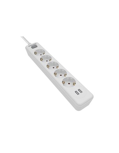Power Strip com 5 Tomadas + 2 Portas USB de 2,4A SPN3052WA/10 PHILIPS