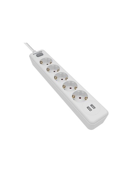 Regleta 5 tomas y 2 puertos usb de 2,4a spn3052wa/10 philips