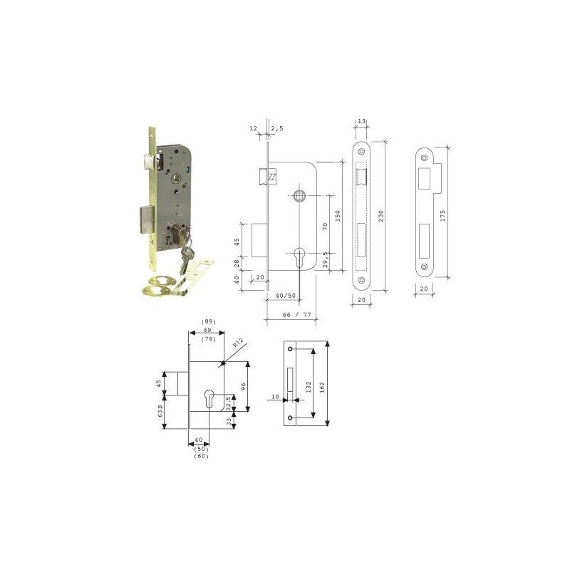 Cerradura Tesa 2030-hl/40 Canto Redondo