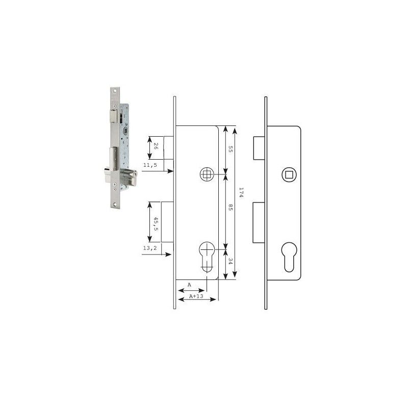Tesa lock 2210/28/ssi Sem placa de ataque Sem escudo