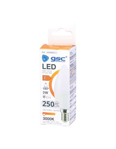 Lámpara LED vela 3W E14 3000K