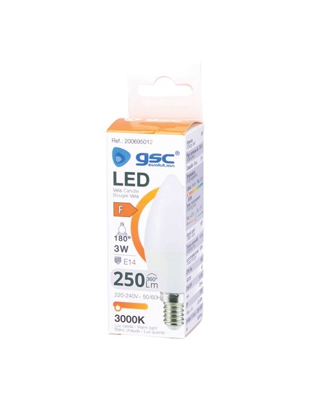 Lámpara LED vela 3W E14 3000K