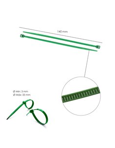 Brida Nylon 100%. Color Verde 3,6 x 140 mm. Bolsa 100 Unidades. Abrazadera Plastico, Organizador Cables, Alta Resistencia 2