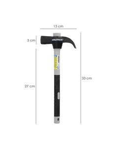 Martillo Uña Mango Fibra Vidrio Mango Fibra Vidrio Con Empuñadura Antideslizante. 600 Gramos 33 cm. 2
