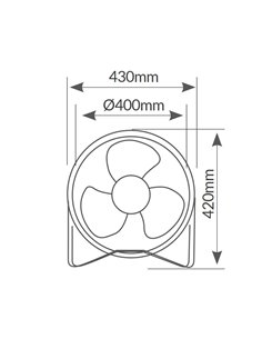 Ventilador metálico de suelo 40cm 70W Negro 2