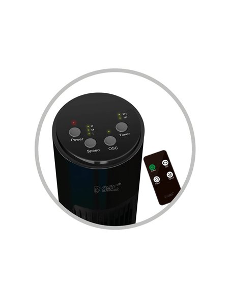 Ventilador de torre oscilante con mando 45W Negro
