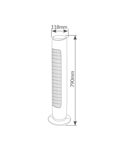 Ventilador de torre oscilante con mando 45W Negro