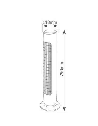 Ventilador de torre oscilante 45W Blanco