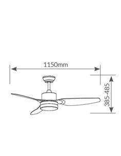 Ventilador de techo con mando 46' CCT 3 aspas Blanco 2