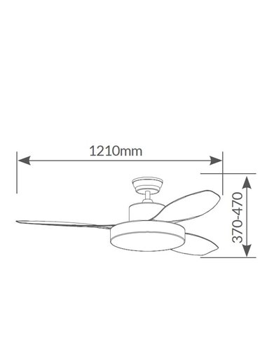 Ventilador de techo con mando 48' motor DC CCT regulable 3 aspas Blanco