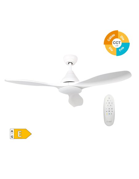 Ventilador de techo con mando 46' motor DC CCT regulable 3 aspas Blanco