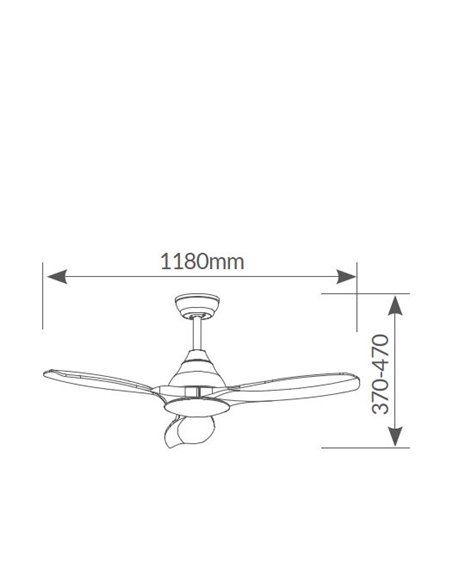 Ventilador de techo con mando 46' motor DC CCT regulable 3 aspas Blanco