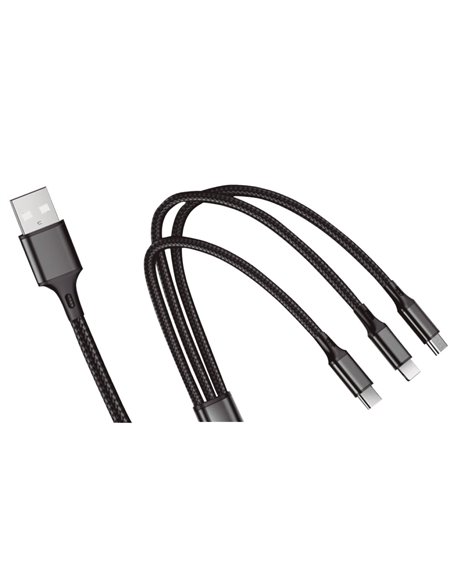 Cable USB macho a multicarga (micro USB macho, tipo C, iPhone)