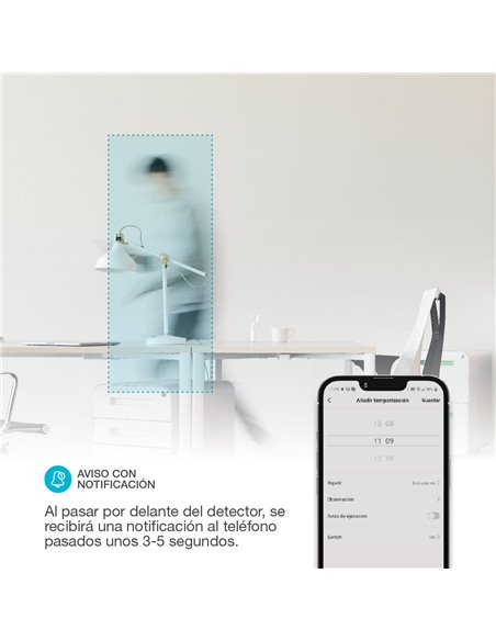 Detector superficie PIR con sensor de movimiento vía wifi