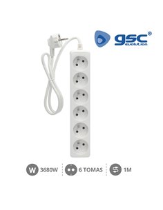Sistema francês base múltipla 6 tomadas 3x1mm 1 metro branco