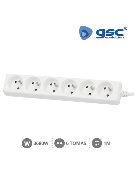 Multiprise 6P (3x1.0mm) 1M Blanche