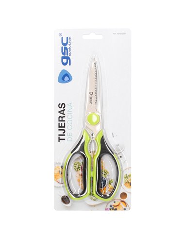 Tesoura de cozinha 21cm verde e preta