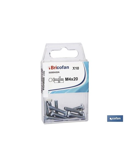Tornillos hexagonal DIN 933 zinc blíster 8uds. M-6x20