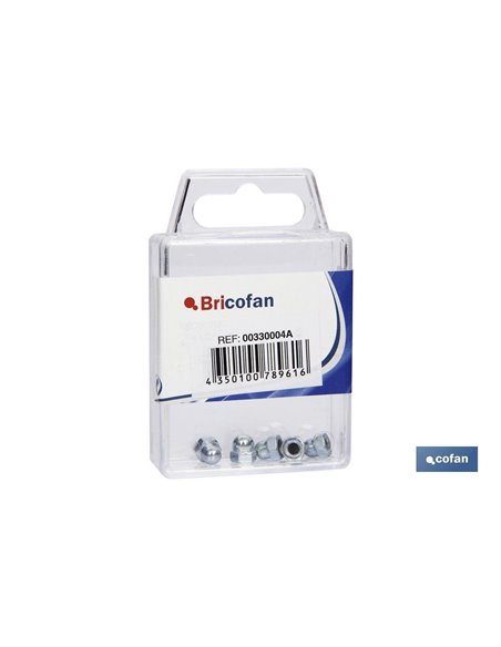 Tuercas ciegas DIN 1587 M5 zinc blíster de 4 uds.