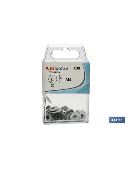 Blíster 30u. Arandelas Planas Ala Ancha DIN 9021 M4 Zinc