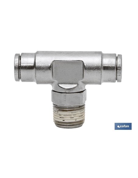 Conexão T tubo de 4mm. Masculino 1/8