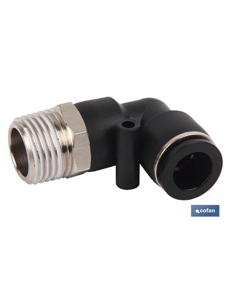 Racor Roscado Codo Plastico T-16, R-1/2