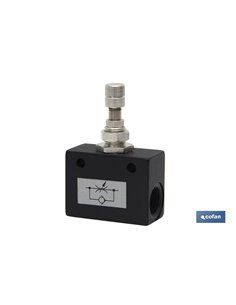 Regulador de flujo unidireccional en linea h-h r-1/4