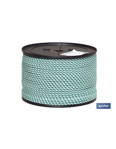 Carretel de Corda Helicoidal 16mm 25 M. branco/Verde