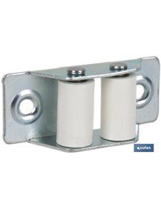 Pasacintas Metálico Con Rodillo De Nylon 31x65 Mm