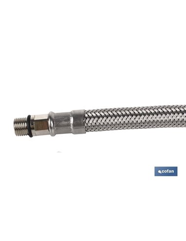 Conexión Flexible Inox M10x1 - H1/2 35 Cm.